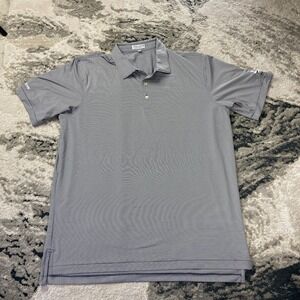 Peter Millar Summer Comfort Polo Shirt Mens XL Gray White Striped Golf Tennis